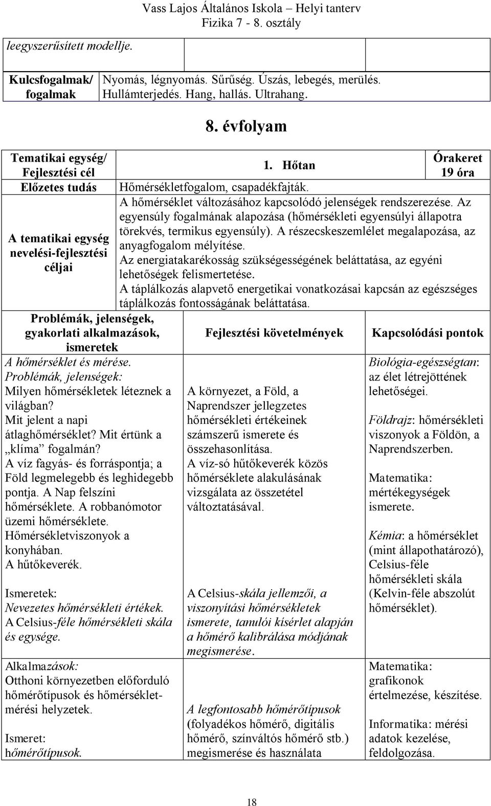 Problémák, jelenségek: Milyen hőmérsékletek léteznek a világban? Mit jelent a napi átlaghőmérséklet? Mit értünk a klíma fogalmán?