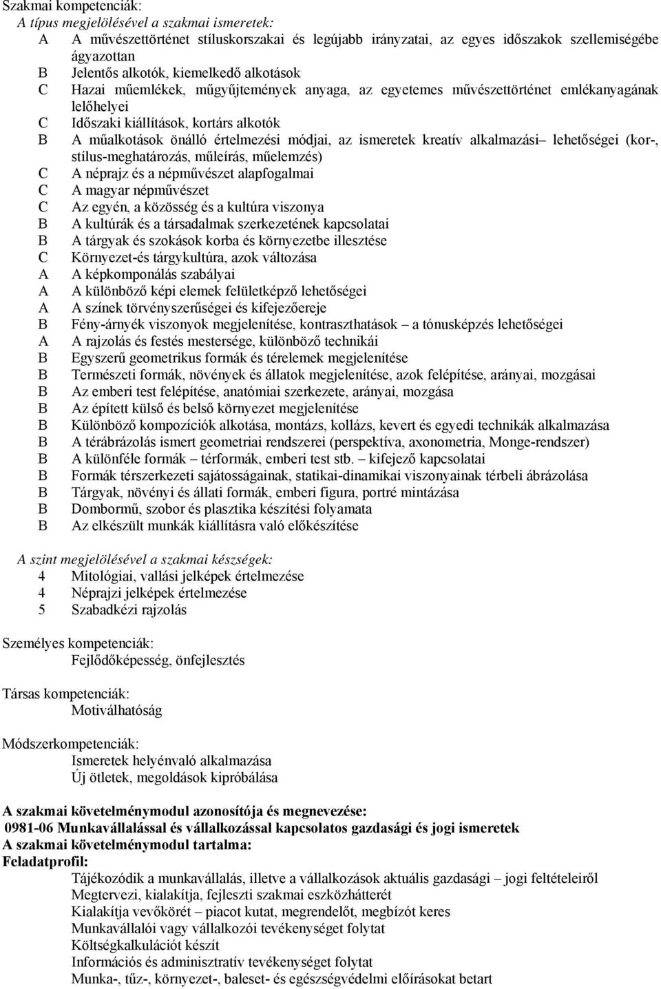 módjai, az ismeretek kreatív alkalmazási lehetőségei (kor-, stílus-meghatározás, műleírás, műelemzés) C A néprajz és a népművészet alapfogalmai C A magyar népművészet C Az egyén, a közösség és a