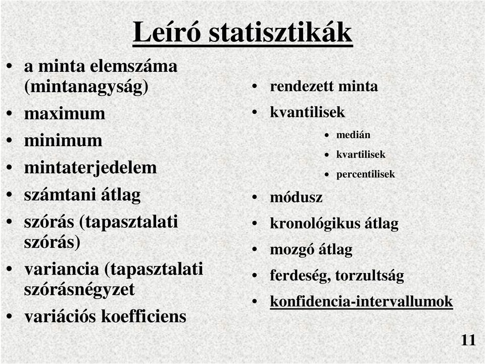 variációs koefficiens rendezett minta kvantilisek medián kvartilisek percentilisek