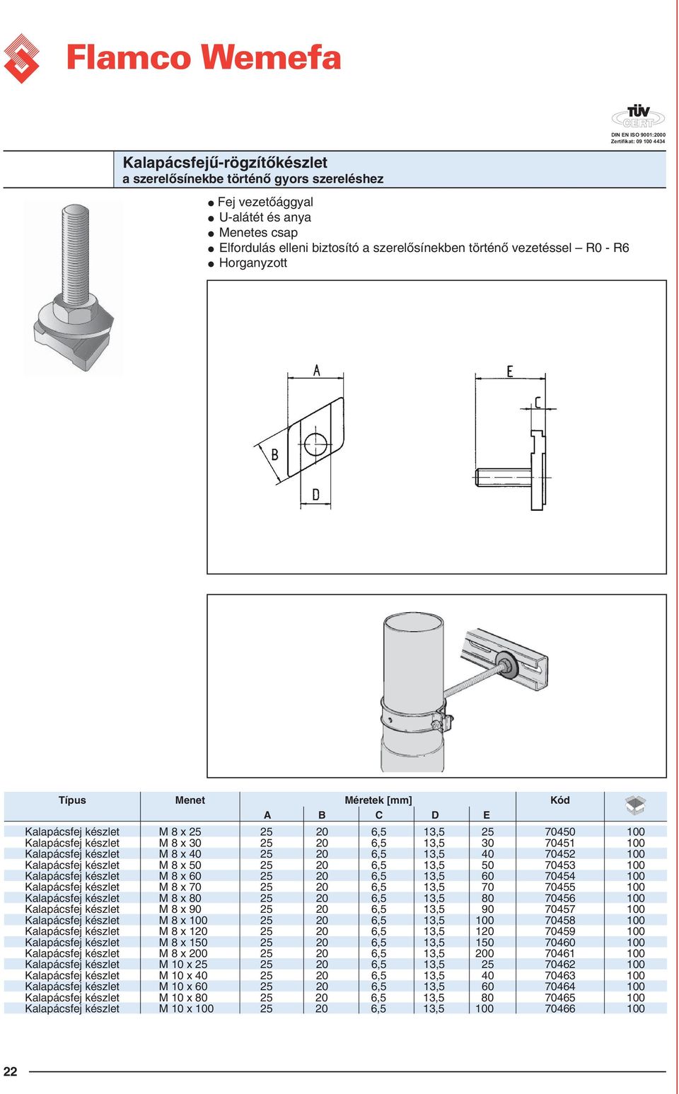 Kalapácsfej készlet M 8 x 50 25 20 6,5 13,5 50 70453 100 Kalapácsfej készlet M 8 x 60 25 20 6,5 13,5 60 70454 100 Kalapácsfej készlet M 8 x 70 25 20 6,5 13,5 70 70455 100 Kalapácsfej készlet M 8 x 80