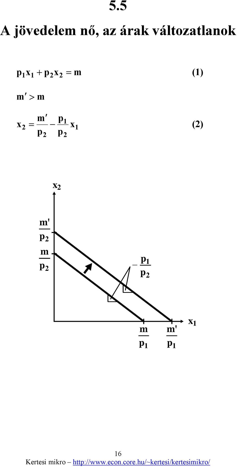 x1 + p2x2 = m (1) m > m