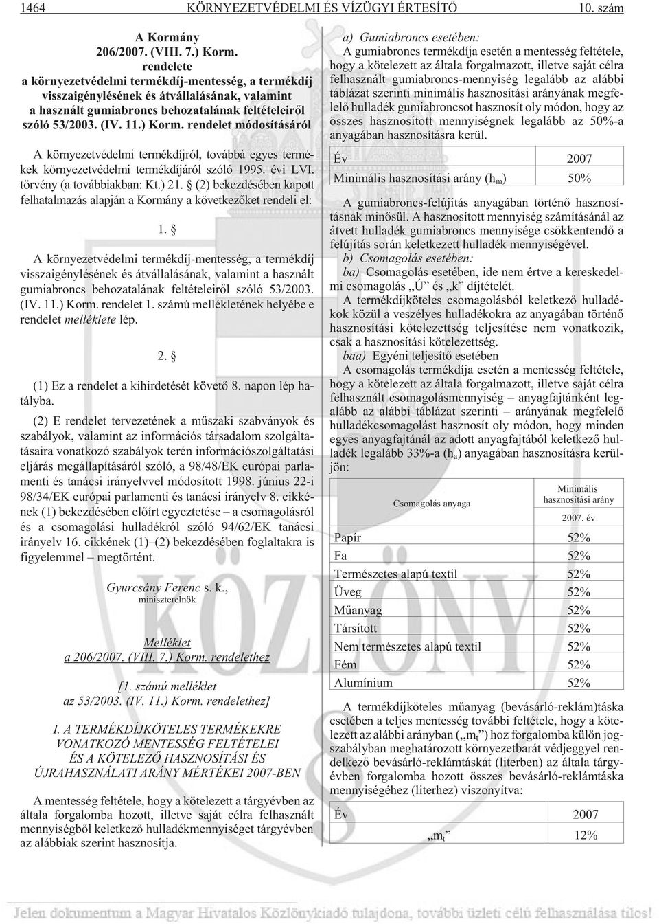 rendelet módosításáról A környezetvédelmi termékdíjról, továbbá egyes termékek környezetvédelmi termékdíjáról szóló 1995. évi LVI. törvény (a továbbiakban: Kt.) 21.