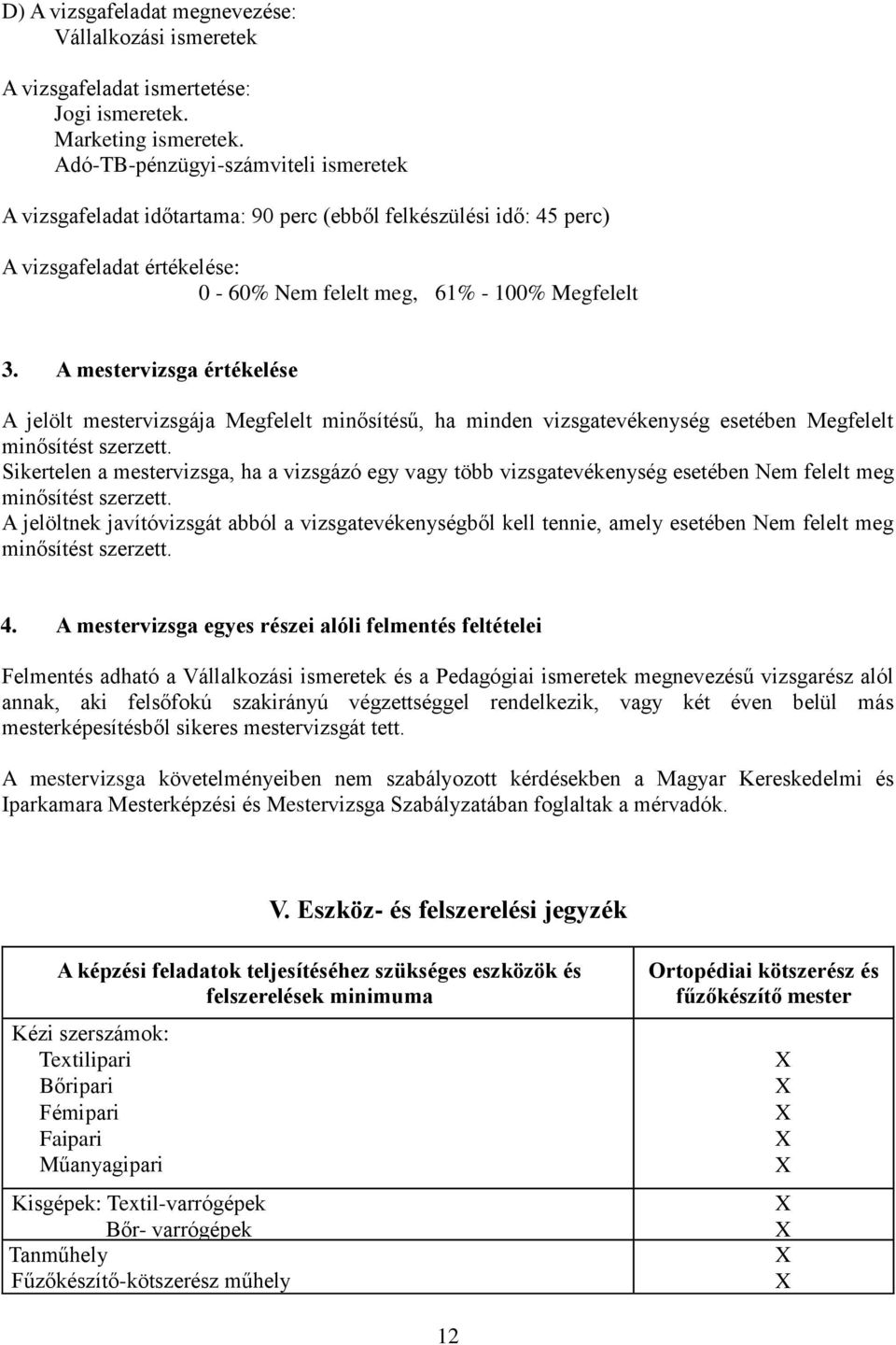 A mestervizsga értékelése A jelölt mestervizsgája Megfelelt minősítésű, ha minden vizsgatevékenység esetében Megfelelt minősítést szerzett.