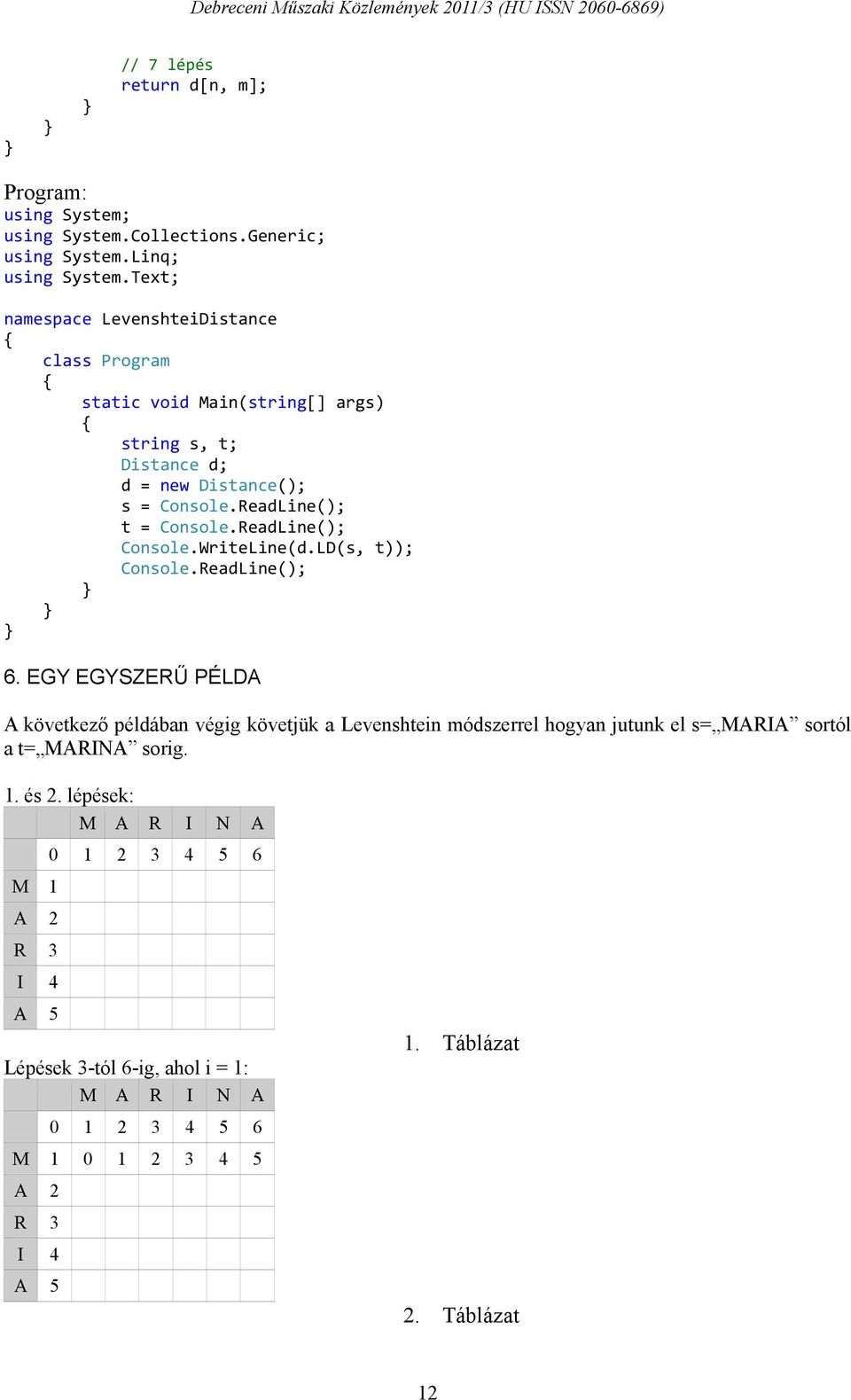 ReadLine(); t = Console.ReadLine(); Console.WriteLine(d.LD(s, t)); Console.ReadLine(); 6.