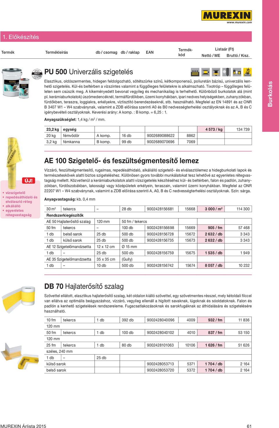 Kül-és beltérben a vízszintes valamint a függőleges felületekre is alkalmazható. Tixotróp függőleges felületen sem csúszik meg. A kikeményedett bevonat vegyileg és mechanikailag is terhelhető.