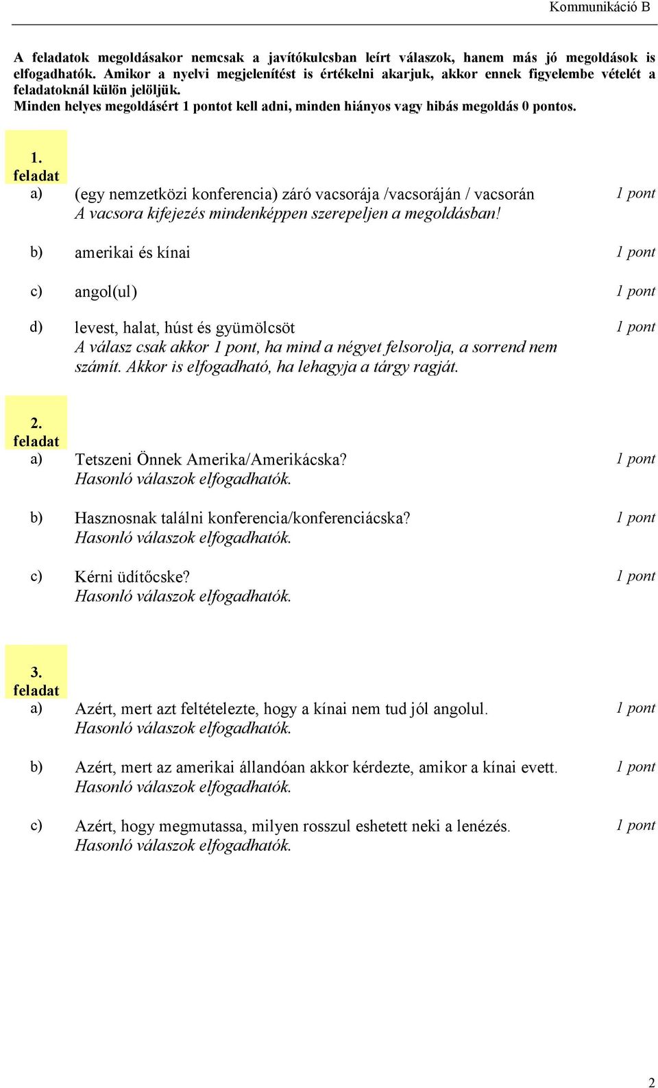 a) (egy nemzetközi konferencia) záró vacsorája /vacsoráján / vacsorán A vacsora kifejezés mindenképpen szerepeljen a megoldásban!