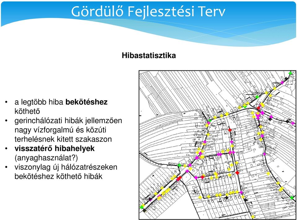 közúti terhelésnek kitett szakaszon visszatérő hibahelyek