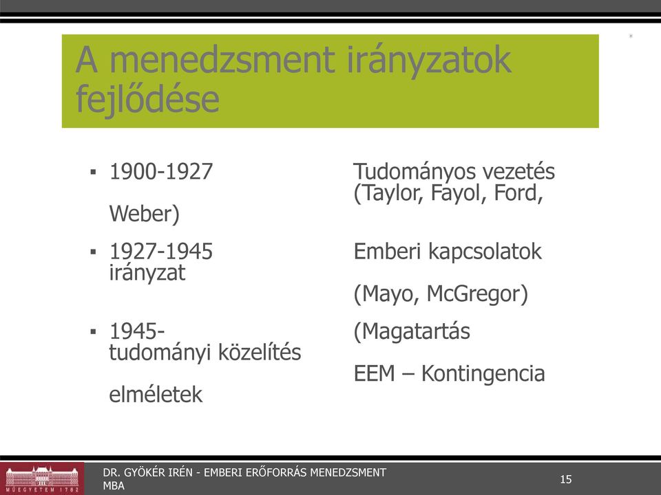 Tudományos vezetés (Taylor, Fayol, Ford, Emberi