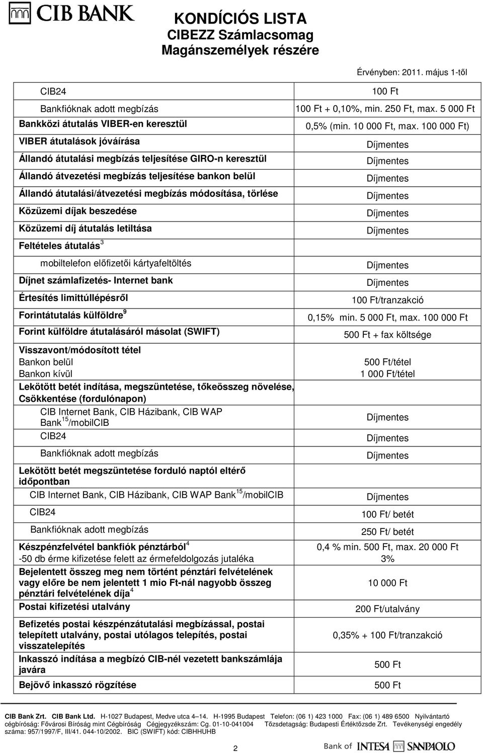 bank Értesítés limittúllépésrıl Forintátutalás külföldre 9 Forint külföldre átutalásáról másolat (SWIFT) Visszavont/módosított tétel Bankon belül Bankon kívül Lekötött betét indítása, megszüntetése,