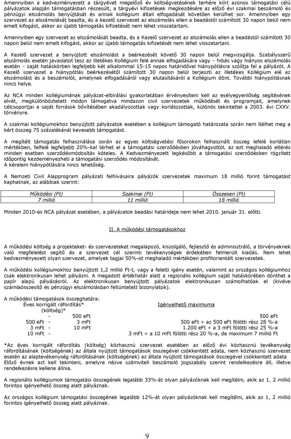 Amennyiben egy szervezet az elszámolását beadta, és a kezelő szervezet az elszámolás ellen a beadástól számított 30 napon belül nem emelt kifogást, akkor az újabb támogatás kifizetését nem lehet