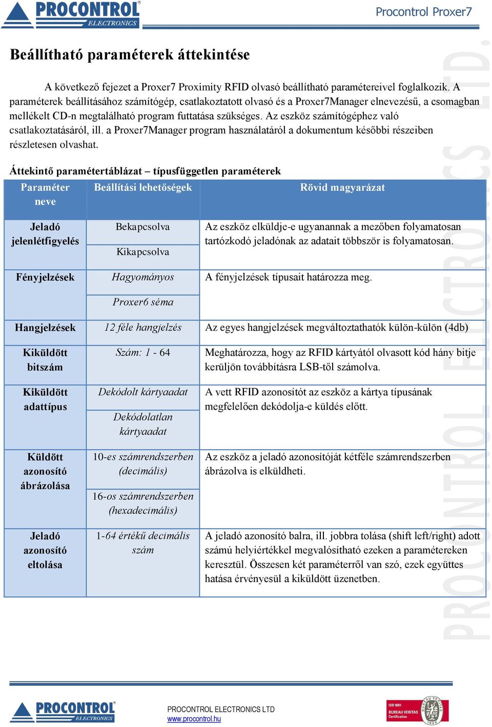 Az eszköz számítógéphez való csatlakoztatásáról, ill. a Proxer7Manager program használatáról a dokumentum későbbi részeiben részletesen olvashat.