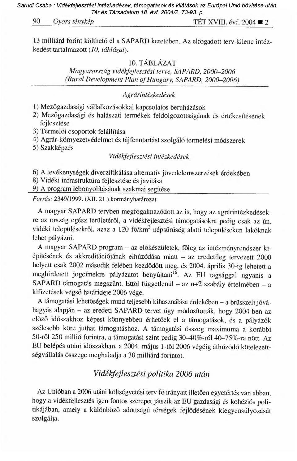 Mezőgazdasági és halászati termékek feldolgozottságának és értékesítésének fejlesztése 3) Termel ői csoportok felállítása 4) Agrár-környezetvédelmet és tájfenntartást szolgáló termelési módszerek 5)