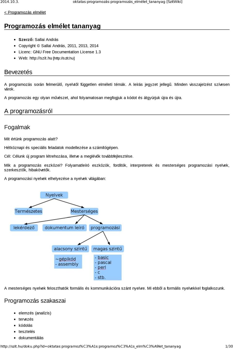 A programozás egy olyan művészet, ahol folyamatosan megfogjuk a kódot és átgyúrjuk újra és újra. A programozásról Fogalmak Mit értünk programozás alatt?