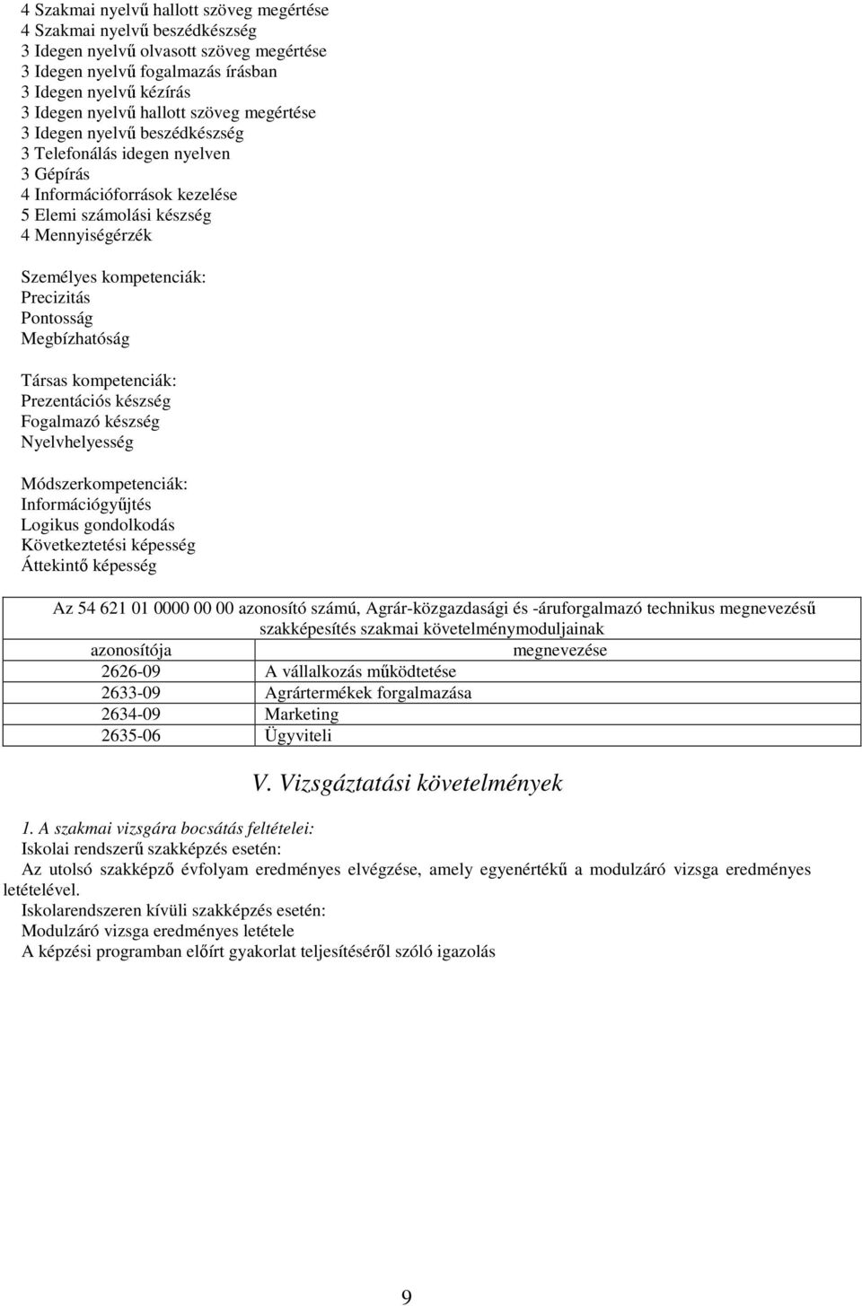 Pontosság Megbízhatóság Társas kompetenciák: Prezentációs készség Fogalmazó készség Nyelvhelyesség Módszerkompetenciák: Információgyűjtés Logikus gondolkodás Következtetési képesség Áttekintő