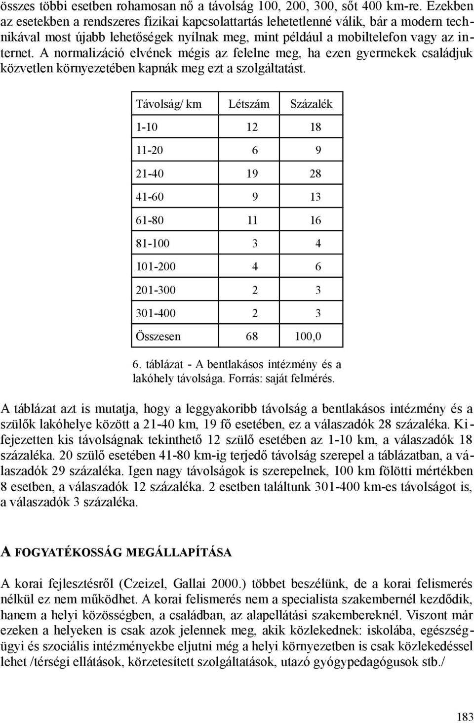 A normalizáció elvének mégis az felelne meg, ha ezen gyermekek családjuk közvetlen környezetében kapnák meg ezt a szolgáltatást.