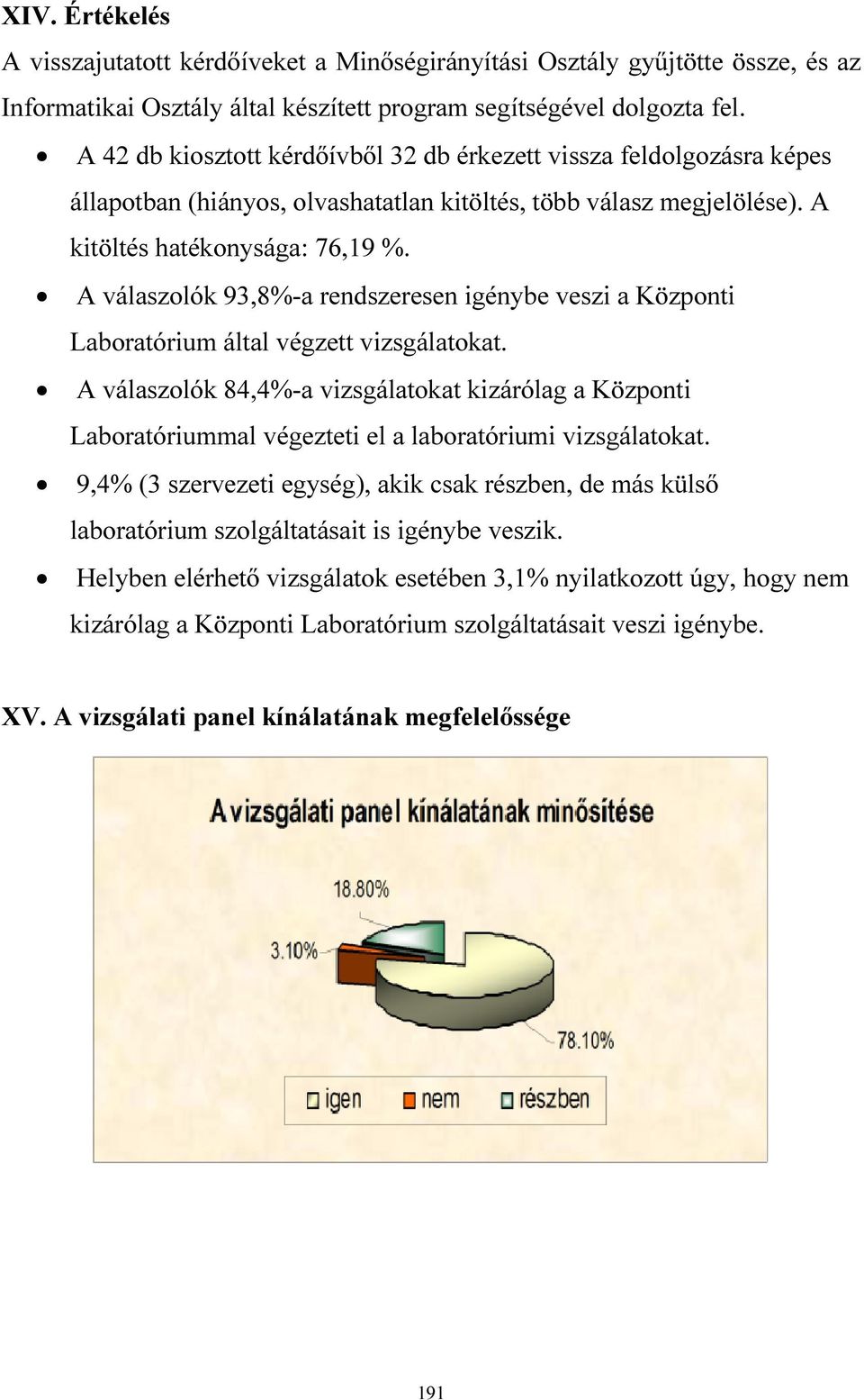 A válaszolók 93,8%-a rendszeresen igénybe veszi a Központi Laboratórium által végzett vizsgálatokat.