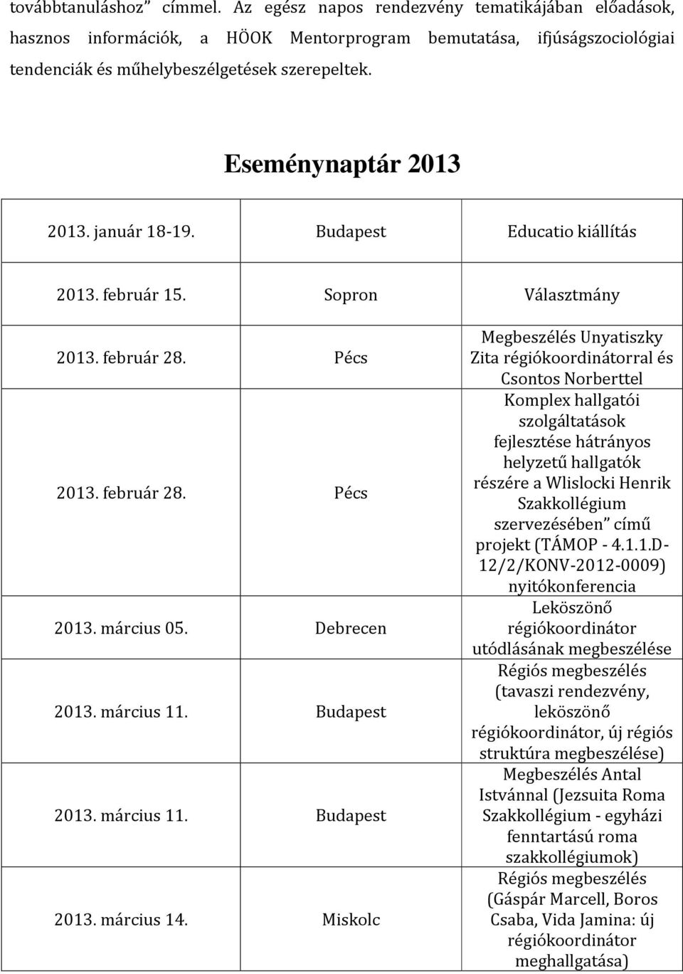 Budapest 2013. március 11. Budapest 2013. március 14.