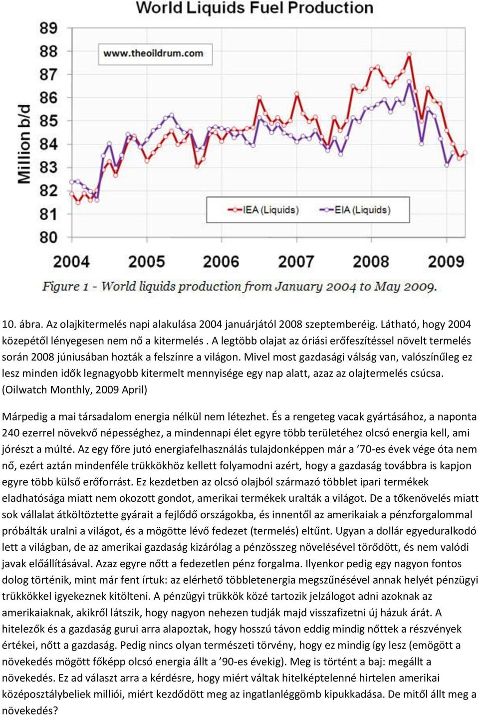 Mivel most gazdasági válság van, valószínűleg ez lesz minden idők legnagyobb kitermelt mennyisége egy nap alatt, azaz az olajtermelés csúcsa.