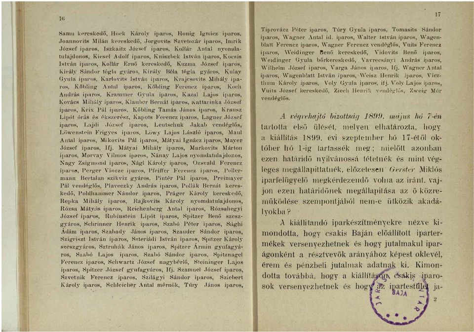 ::wos, K u l y K ő b l i ng ipros, A nlfd J ó zsef gyáros, I st v á n i v ro s, i PlLI'OS, Krl o v i ts A n d rás i p ro s, KIl7.