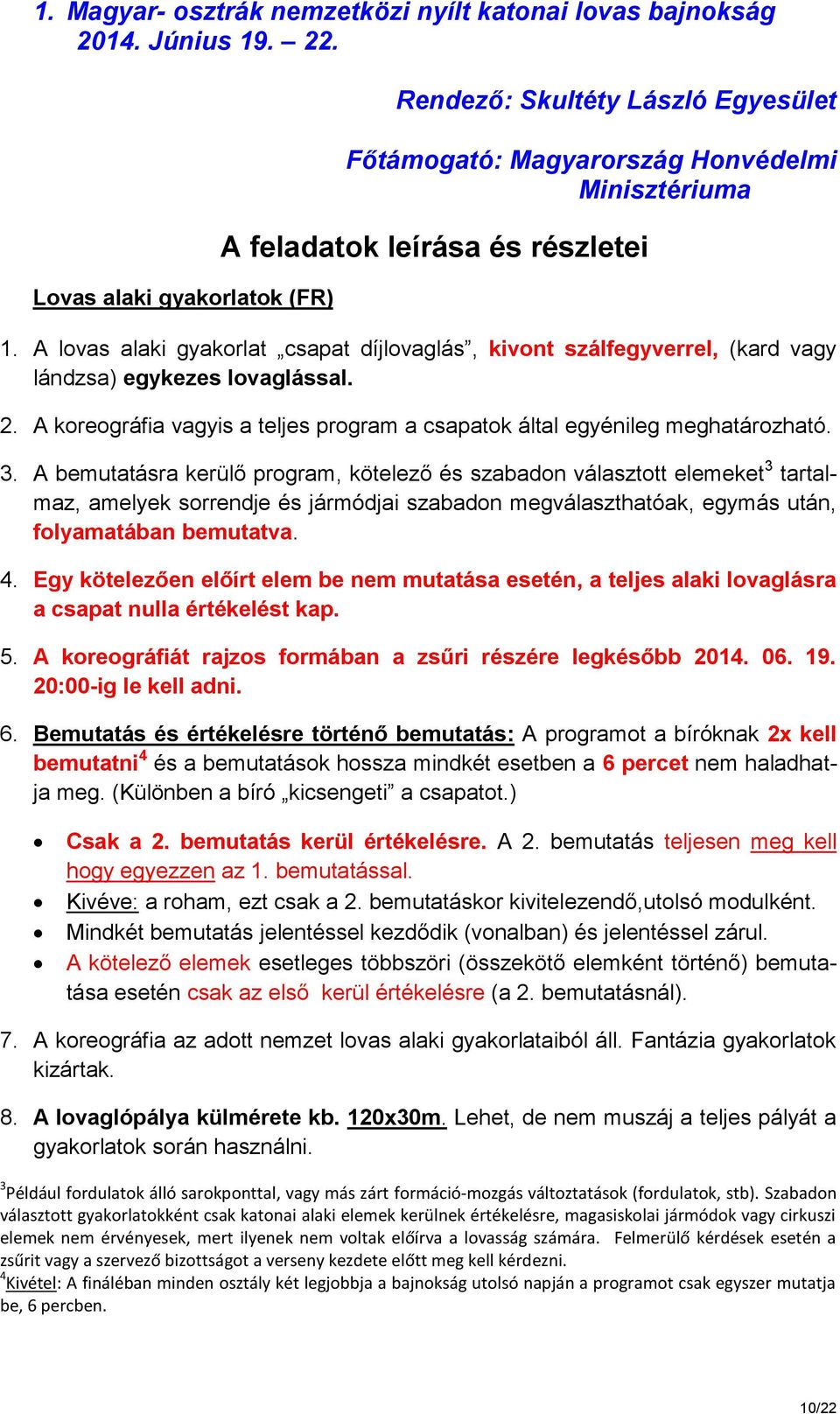 A bemutatásra kerülő program, kötelező és szabadon választott elemeket 3 tartalmaz, amelyek sorrendje és jármódjai szabadon megválaszthatóak, egymás után, folyamatában bemutatva. 4.