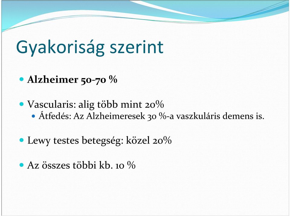 Alzheimeresek 30 % a vaszkuláris demens is.