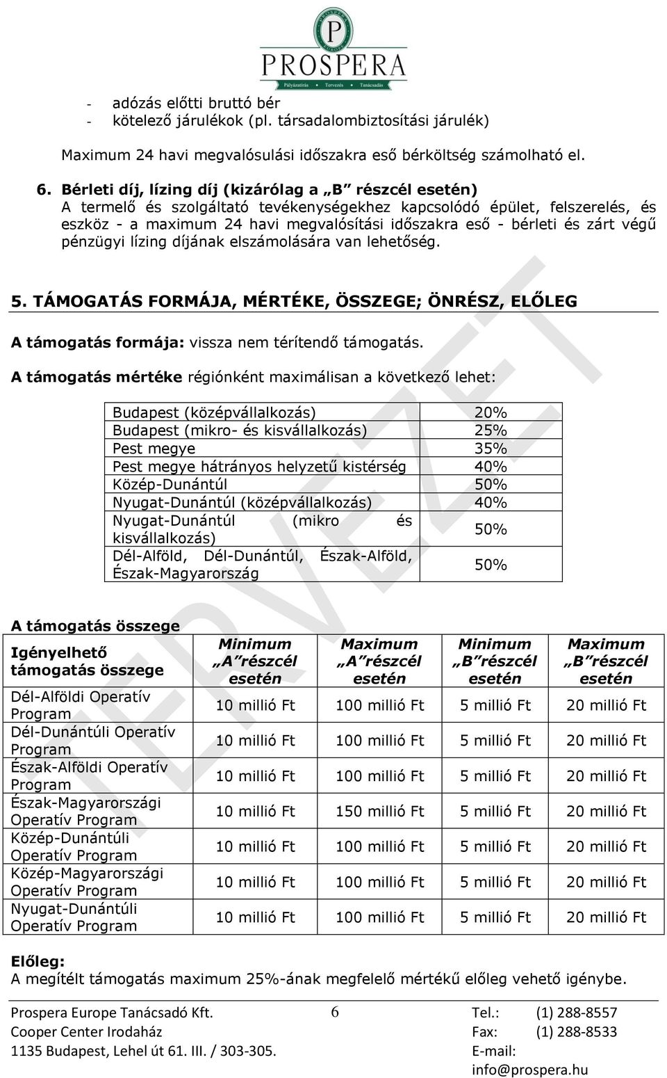 végű pénzügyi lízing díjának elszámolására van lehetőség. 5. TÁMOGATÁS FORMÁJA, MÉRTÉKE, ÖSSZEGE; ÖNRÉSZ, ELŐLEG A támogatás formája: vissza nem térítendő támogatás.