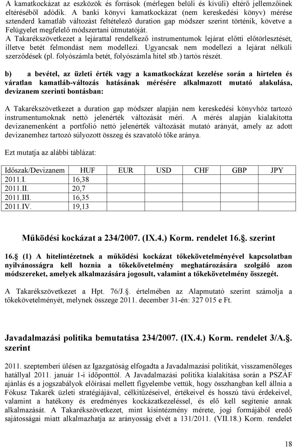 A Takarékszövetkezet a lejárattal rendelkező instrumentumok lejárat előtti előtörlesztését, illetve betét felmondást nem modellezi. Ugyancsak nem modellezi a lejárat nélküli szerződések (pl.