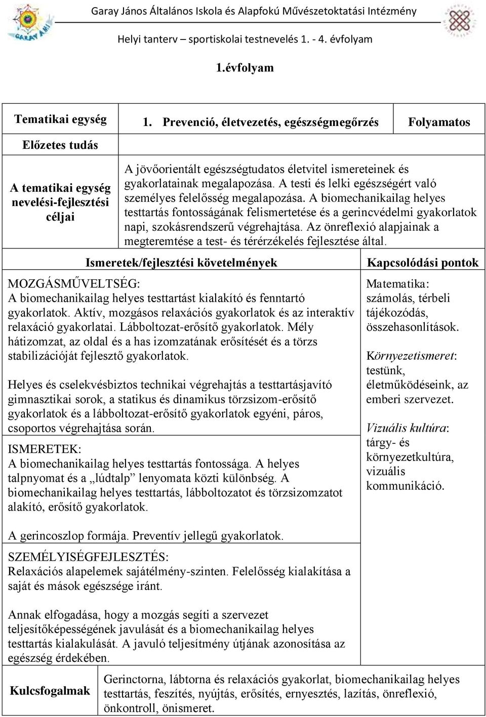 A biomechanikailag helyes testtartás fontosságának felismertetése és a gerincvédelmi gyakorlatok napi, szokásrendszerű végrehajtása.