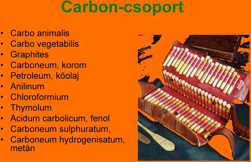Anilinum Chloroformium Thymolum Acidum carbolicum,