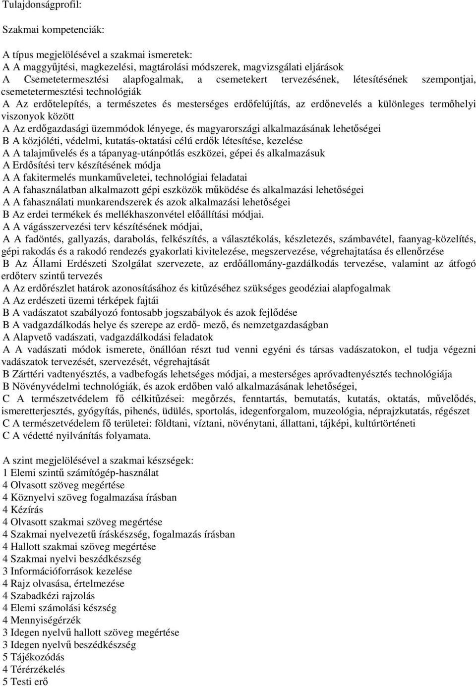 között A Az erdőgazdasági üzemmódok lényege, és magyarországi alkalmazásának lehetőségei B A közjóléti, védelmi, kutatás-oktatási célú erdők létesítése, kezelése A A talajművelés és a