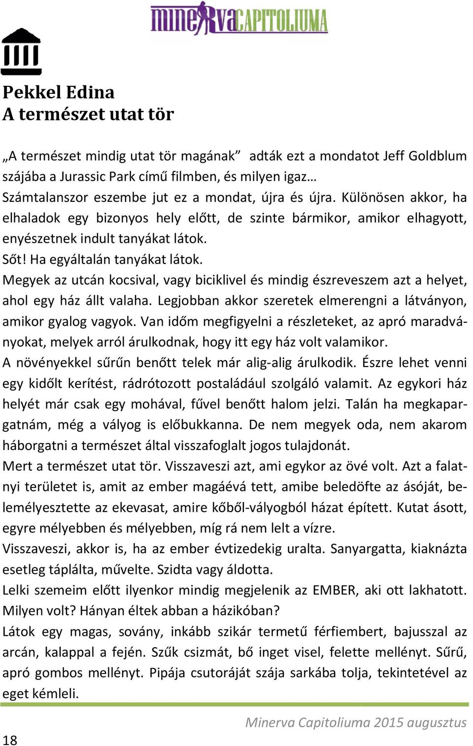 Megyek az utcán kocsival, vagy biciklivel és mindig észreveszem azt a helyet, ahol egy ház állt valaha. Legjobban akkor szeretek elmerengni a látványon, amikor gyalog vagyok.