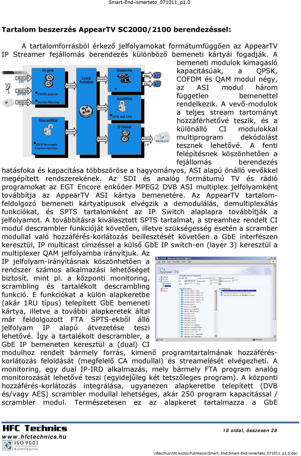 DVB and AES IP Output Film Film kapacitásúak, a QPSK, COFDM és QAM modul négy, az ASI modul három független bemenettel rendelkezik.