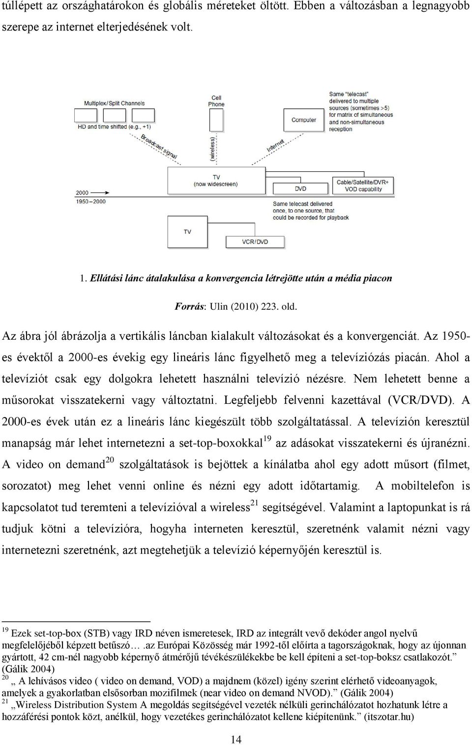 Az 1950- es évektől a 2000-es évekig egy lineáris lánc figyelhető meg a televíziózás piacán. Ahol a televíziót csak egy dolgokra lehetett használni televízió nézésre.