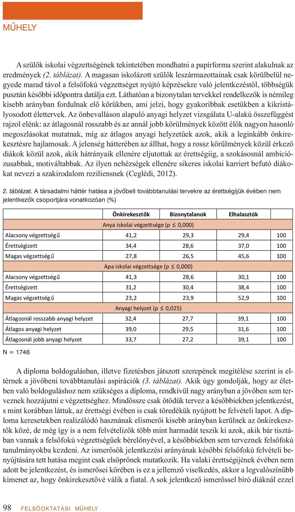 Láthatóan a bizonytalan tervekkel rendelkezők is némileg kisebb arányban fordulnak elő körükben, ami jelzi, hogy gyakoribbak esetükben a kikristályosodott élettervek.