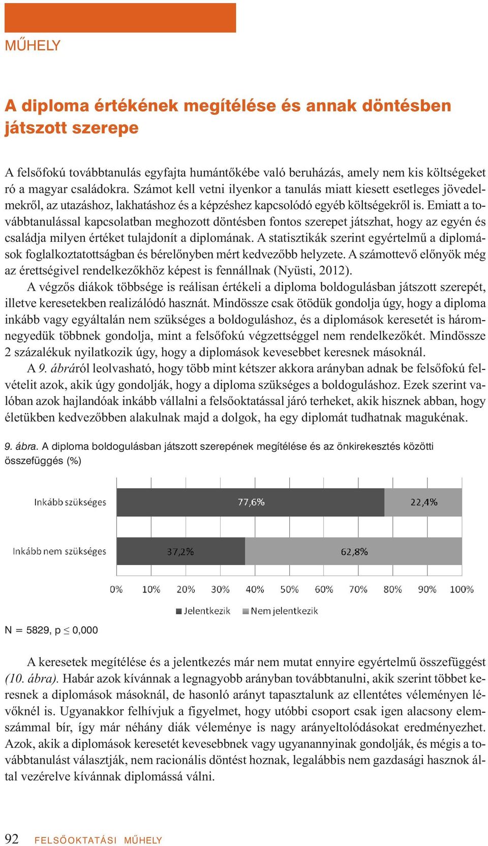 Emiatt a továbbtanulással kapcsolatban meghozott döntésben fontos szerepet játszhat, hogy az egyén és családja milyen értéket tulajdonít a diplomának.