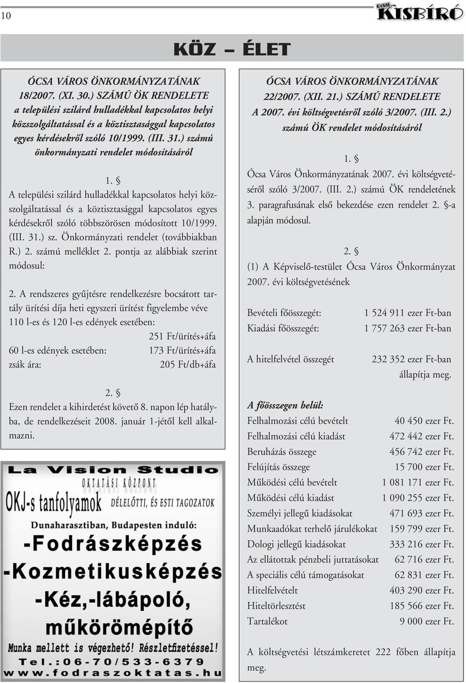 ) számú önkormányzati rendelet módosításáról 1.