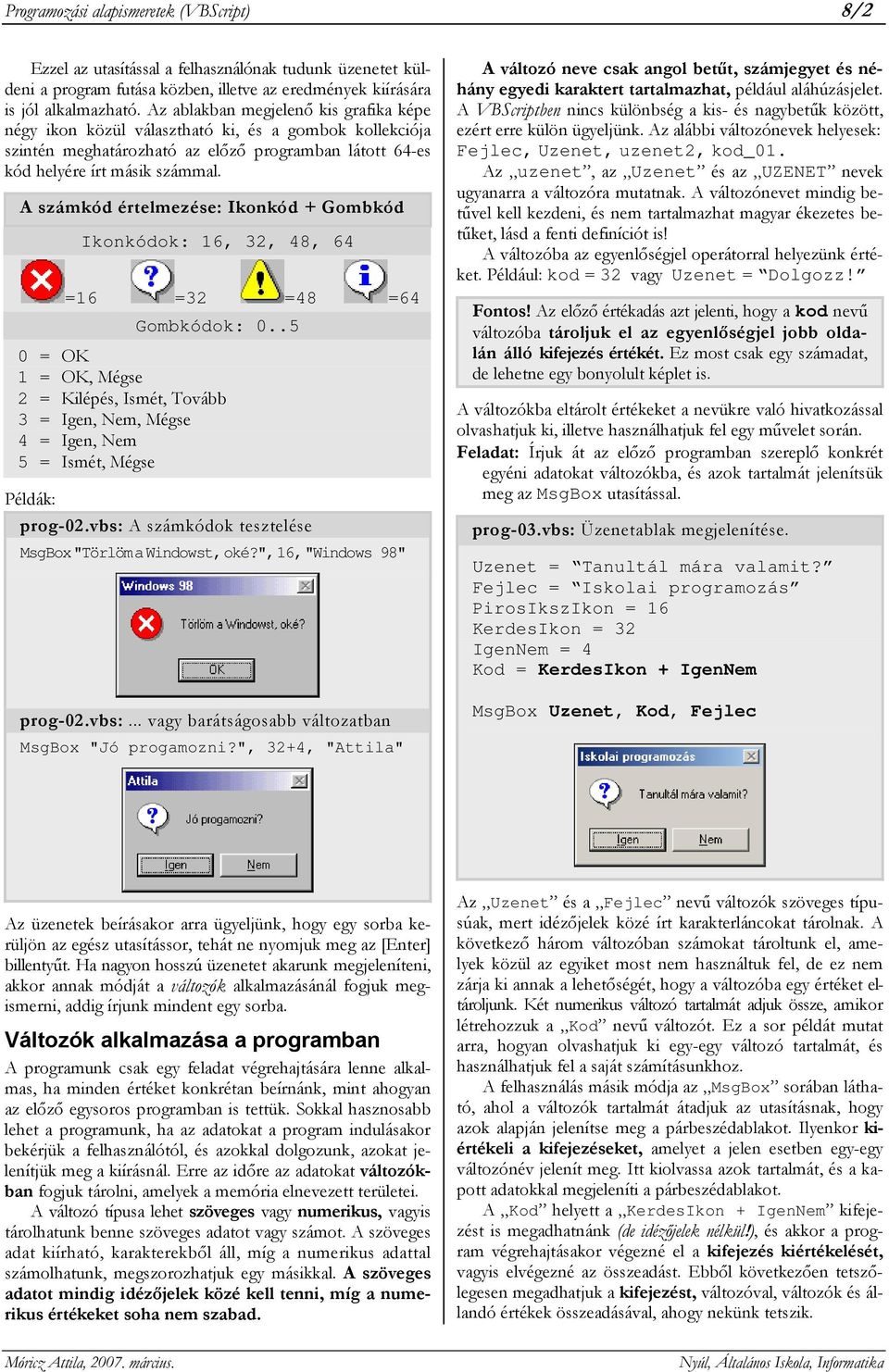 A számkód értelmezése: Ikonkód + Gombkód Ikonkódok: 16, 32, 48, 64 =16 =32 =48 =64 Gombkódok: 0.