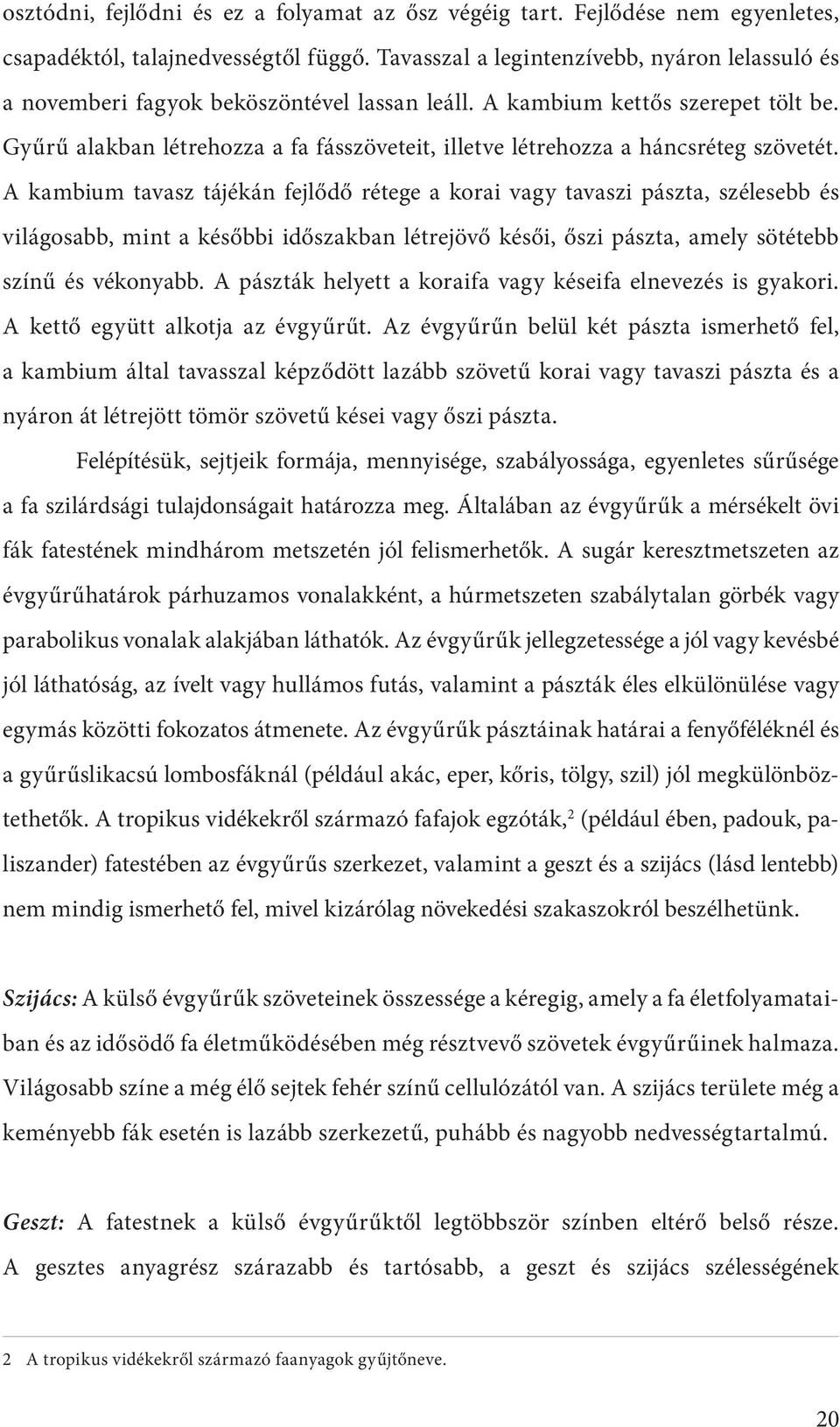 Gyűrű alakban létrehozza a fa fásszöveteit, illetve létrehozza a háncsréteg szövetét.