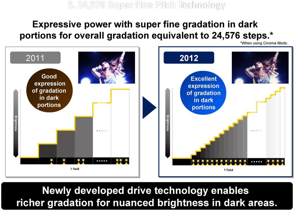 overall gradation equivalent to 24,576 steps.* *When using Cinema Mode.