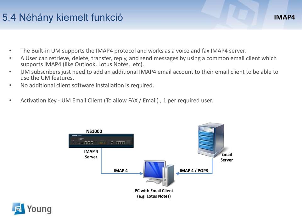 UM subscribers just need to add an additional IMAP4 email account to their email client to be able to use the UM features.