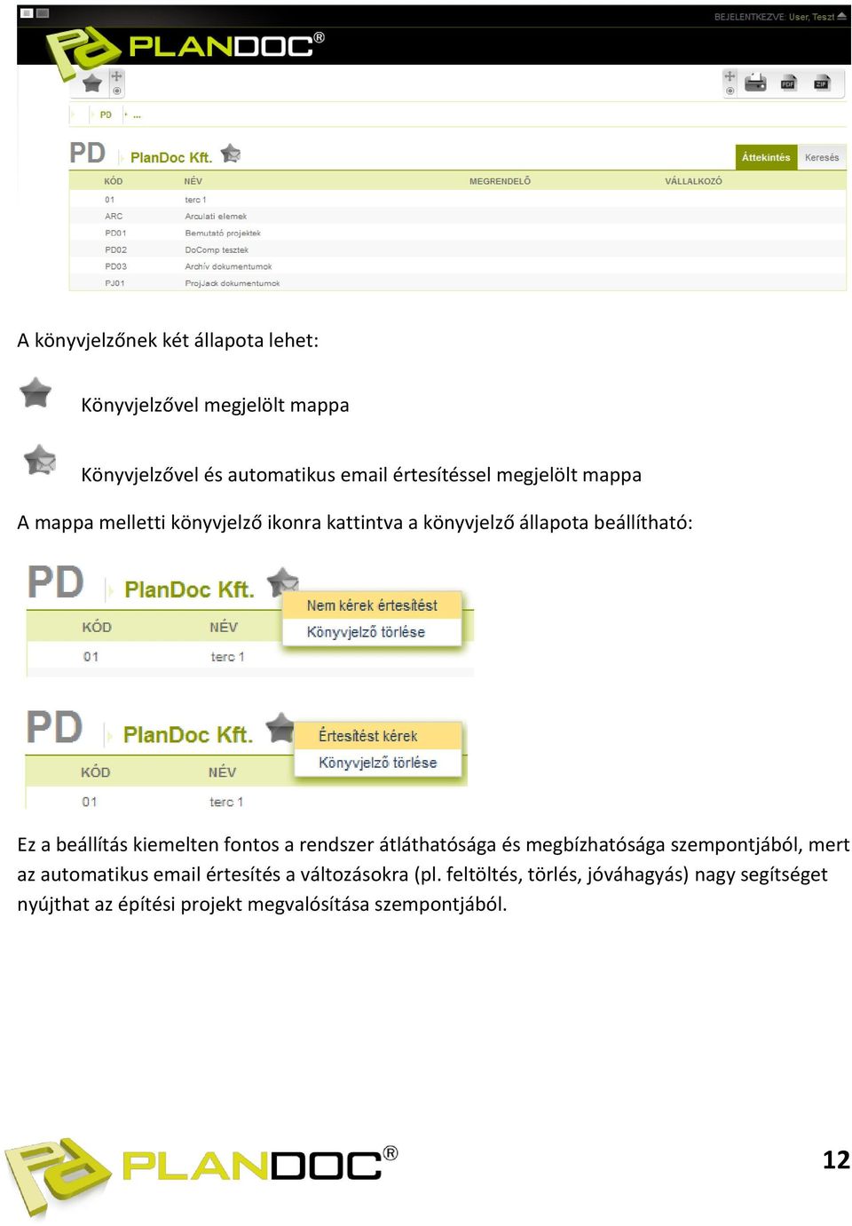 kiemelten fontos a rendszer átláthatósága és megbízhatósága szempontjából, mert az automatikus email értesítés a