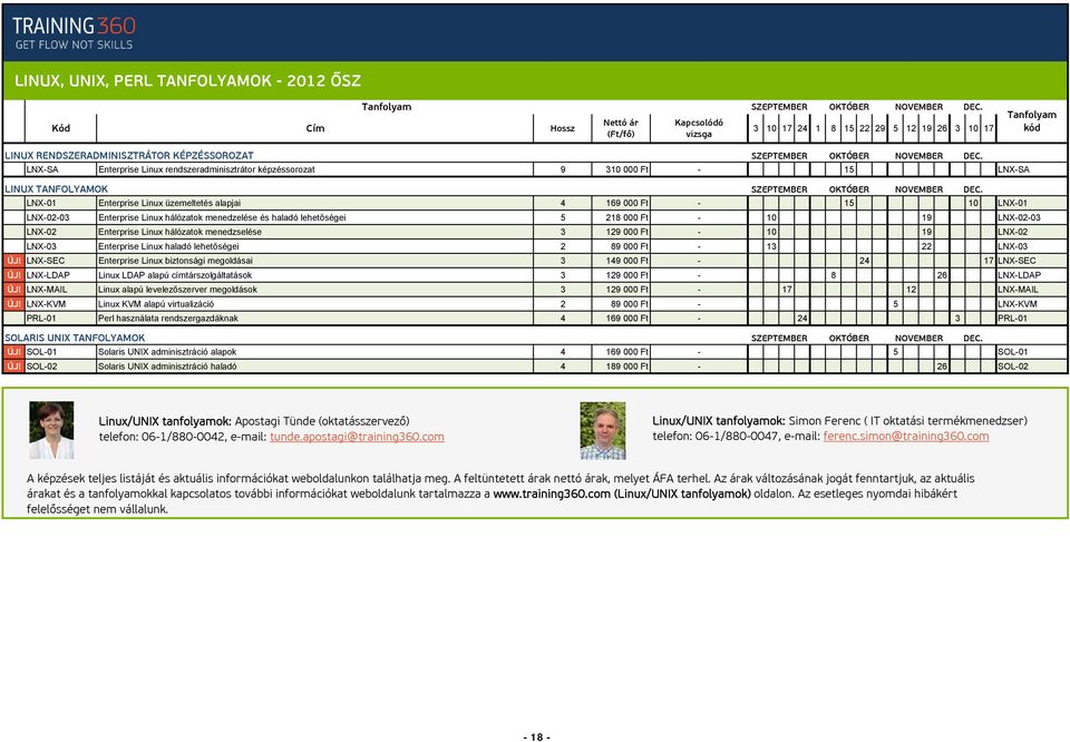 5 218 000 Ft - 10 19 LNX-02-03 LNX-02 Enterprise Linux hálózatok menedzselése 3 129 000 Ft - 10 19 LNX-02 LNX-03 Enterprise Linux haladó lehetőségei 2 89 000 Ft - 13 22 LNX-03 ÚJ!