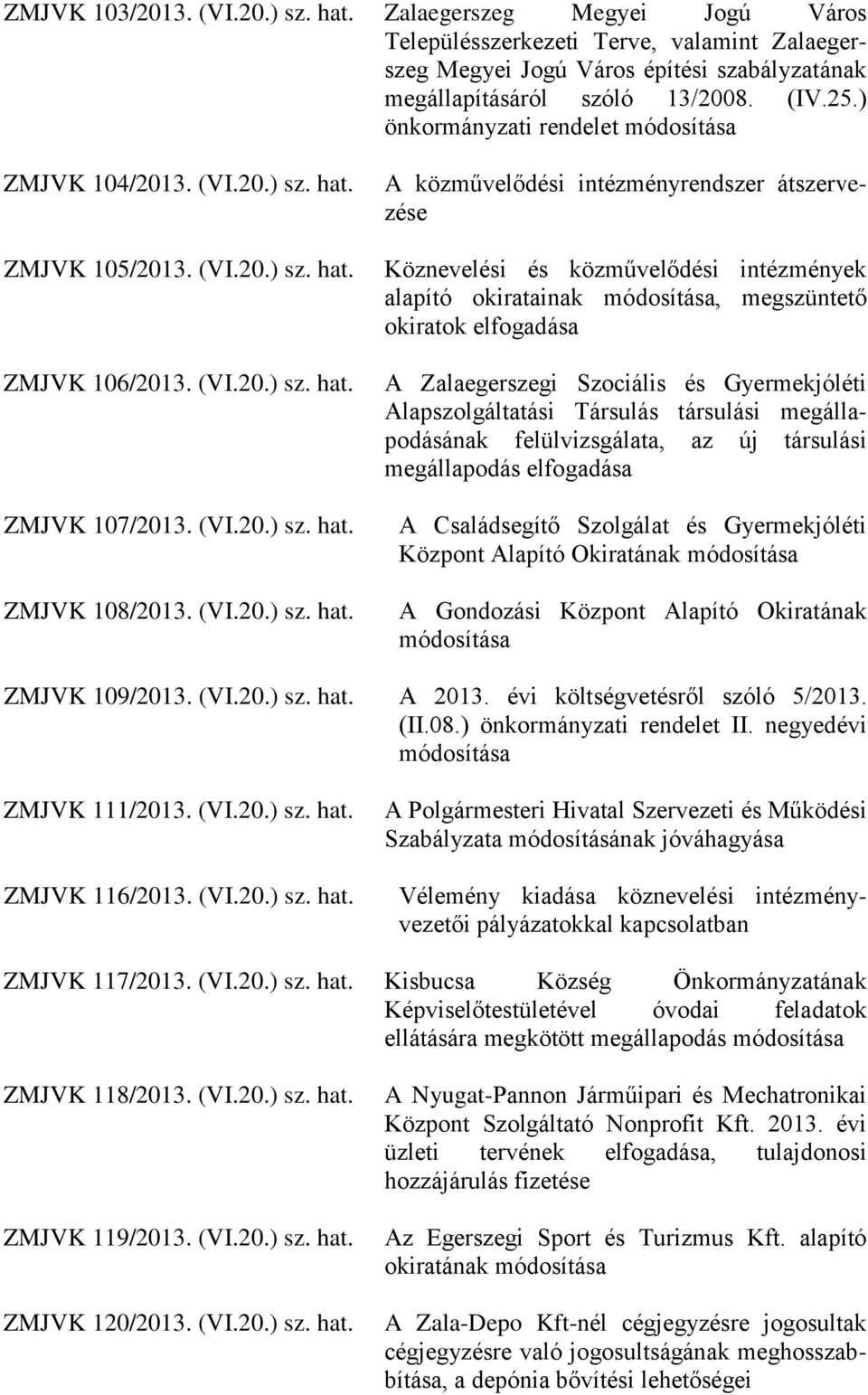 ZMJVK 105/2013. (VI.20.) sz. hat.