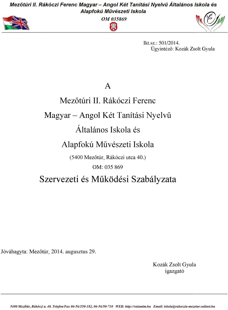 Alapfokú Művészeti Iskola (5400 Mezőtúr, Rákóczi utca 40.