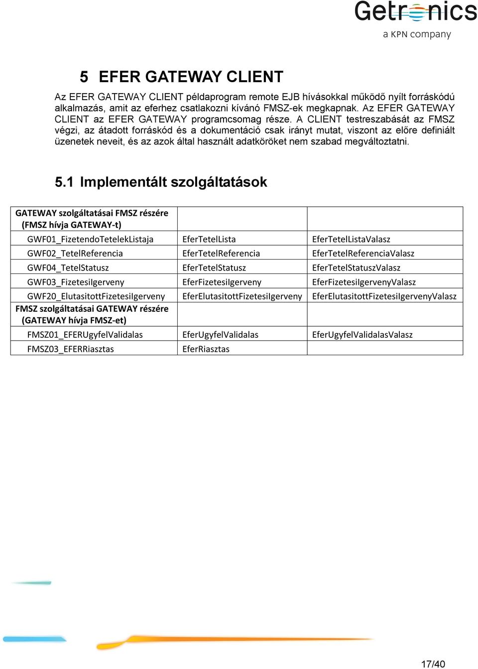 A CLIENT testreszabását az FMSZ végzi, az átadott forráskód és a dokumentáció csak irányt mutat, viszont az előre definiált üzenetek neveit, és az azok által használt adatköröket nem szabad