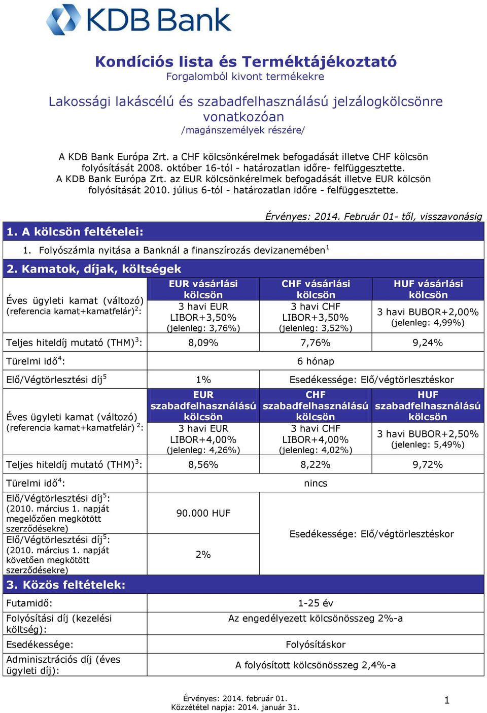 július 6-tól - határozatlan időre - felfüggesztette. 1. A feltételei: 1. Folyószámla nyitása a Banknál a finanszírozás devizanemében 1 2.