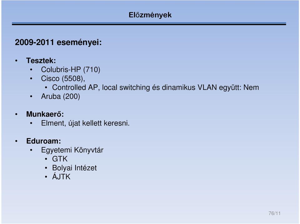 VLAN együtt: Nem Aruba (200) Munkaerő: Elment, újat kellett