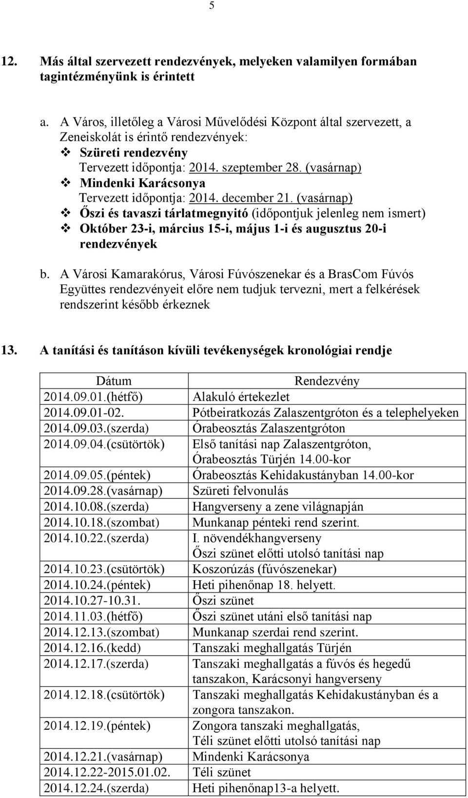 (vasárnap) Mindenki Karácsonya Tervezett időpontja: 2014. december 21.