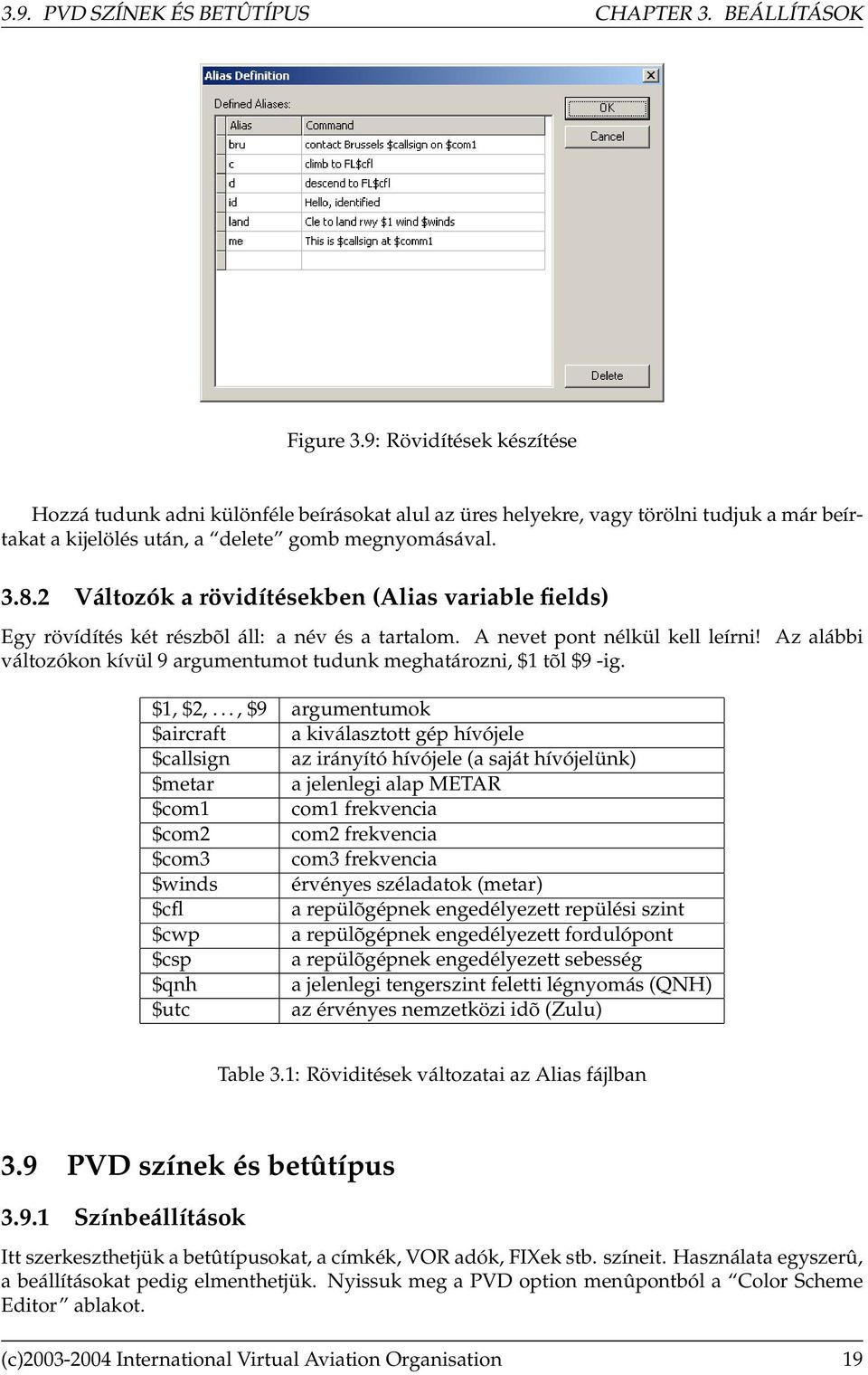 2 Változók a rövidítésekben (Alias variable fields) Egy rövídítés két részbõl áll: a név és a tartalom. A nevet pont nélkül kell leírni!