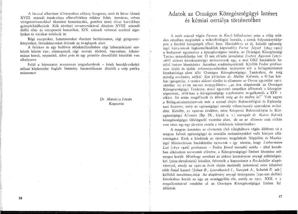 századi velencei eredetű tégelyeket és vázákat találunk itt Régi recepteket, fametszeteket díszített herbáriumot, régi gyógyszerkönyveket, füveskönyveket őriznek az üveglapok alatt A falakon és egy